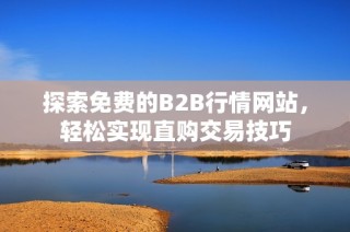 探索免费的B2B行情网站，轻松实现直购交易技巧