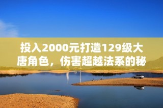 投入2000元打造129级大唐角色，伤害超越法系的秘诀分析