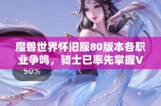 魔兽世界怀旧服80版本各职业争鸣，骑士已率先掌握V重的真谛