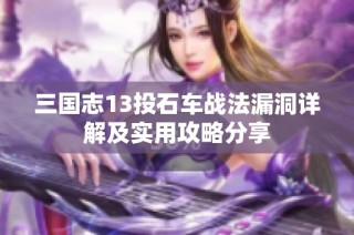 三国志13投石车战法漏洞详解及实用攻略分享