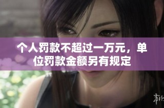 个人罚款不超过一万元，单位罚款金额另有规定