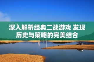深入解析经典二战游戏 发现历史与策略的完美结合