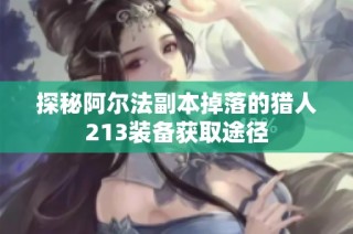 探秘阿尔法副本掉落的猎人213装备获取途径