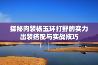 探秘肉装杨玉环打野的实力出装搭配与实战技巧