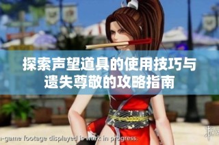 探索声望道具的使用技巧与遗失尊敬的攻略指南