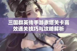 三国群英传手游赤塔关卡高效通关技巧与攻略解析