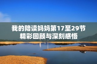 我的陪读妈妈第17至29节精彩回顾与深刻感悟