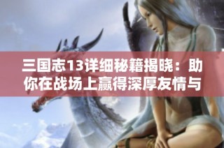 三国志13详细秘籍揭晓：助你在战场上赢得深厚友情与信任