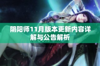 阴阳师11月版本更新内容详解与公告解析