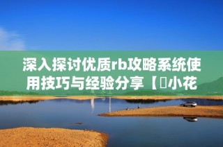 深入探讨优质rb攻略系统使用技巧与经验分享【寀小花】