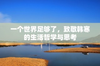 一个世界足够了，致敬韩寒的生活哲学与思考