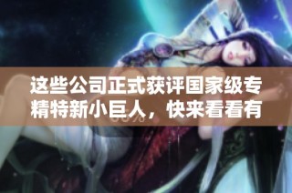 这些公司正式获评国家级专精特新小巨人，快来看看有哪些！