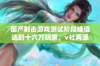 国产射击游戏测试阶段峰值达到十六万玩家，v社再添竞争者