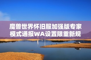 魔兽世界怀旧服加强版专家模式通报WA设置限重新规定