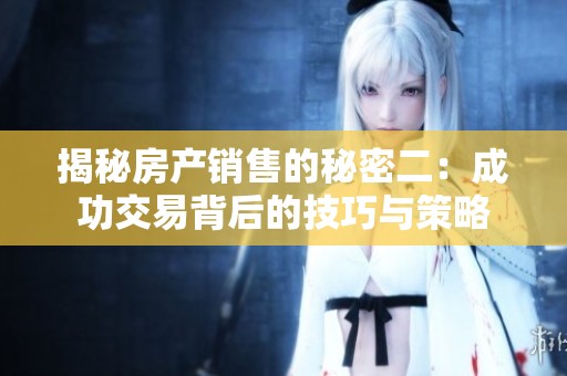 揭秘房产销售的秘密二：成功交易背后的技巧与策略