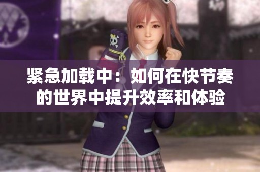 紧急加载中：如何在快节奏的世界中提升效率和体验