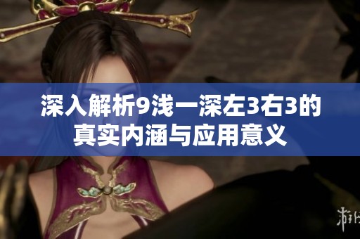 深入解析9浅一深左3右3的真实内涵与应用意义
