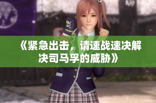 《紧急出击，请速战速决解决司马孚的威胁》