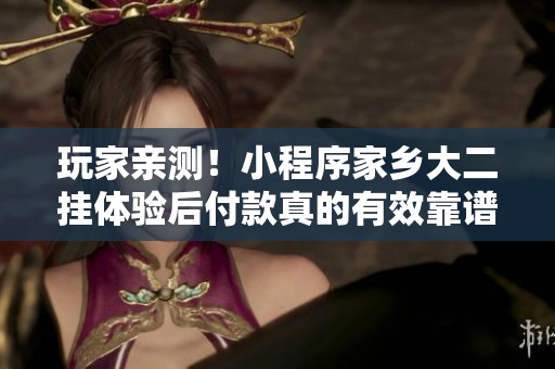 玩家亲测！小程序家乡大二挂体验后付款真的有效靠谱吗
