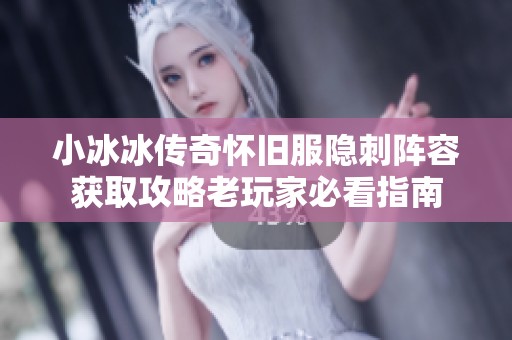 小冰冰传奇怀旧服隐刺阵容获取攻略老玩家必看指南