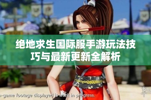 绝地求生国际服手游玩法技巧与最新更新全解析