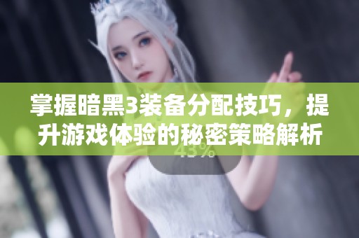 掌握暗黑3装备分配技巧，提升游戏体验的秘密策略解析