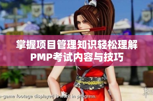 掌握项目管理知识轻松理解PMP考试内容与技巧