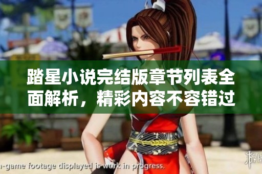 踏星小说完结版章节列表全面解析，精彩内容不容错过