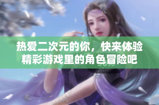 热爱二次元的你，快来体验精彩游戏里的角色冒险吧