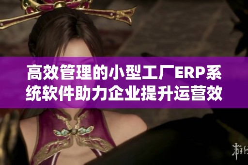 高效管理的小型工厂ERP系统软件助力企业提升运营效率