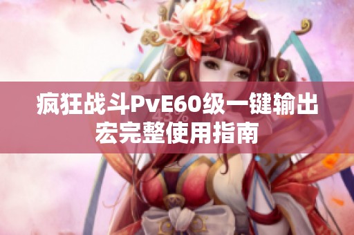 疯狂战斗PvE60级一键输出宏完整使用指南