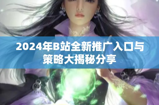 2024年B站全新推广入口与策略大揭秘分享