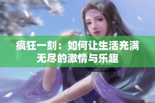 疯狂一刻：如何让生活充满无尽的激情与乐趣