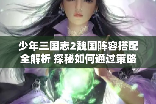 少年三国志2魏国阵容搭配全解析 探秘如何通过策略打造强劲队伍