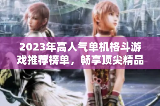 2023年高人气单机格斗游戏推荐榜单，畅享顶尖精品格斗体验