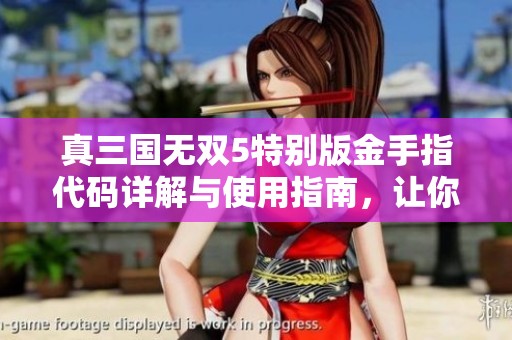 真三国无双5特别版金手指代码详解与使用指南，让你的游戏体验更畅快