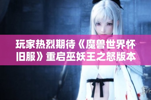 玩家热烈期待《魔兽世界怀旧服》重启巫妖王之怒版本的到来与冒险新篇章
