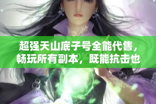 超强天山底子号全能代售，畅玩所有副本，既能抗击也能输出