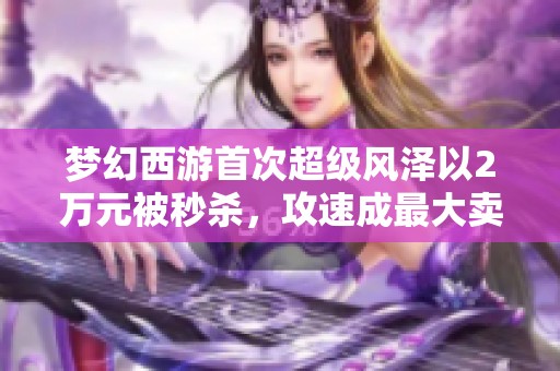 梦幻西游首次超级风泽以2万元被秒杀，攻速成最大卖点