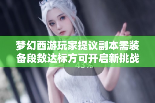 梦幻西游玩家提议副本需装备段数达标方可开启新挑战