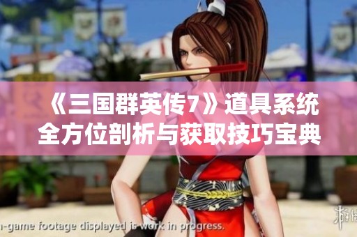 《三国群英传7》道具系统全方位剖析与获取技巧宝典