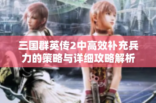 三国群英传2中高效补充兵力的策略与详细攻略解析