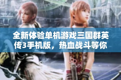 全新体验单机游戏三国群英传3手机版，热血战斗等你来战