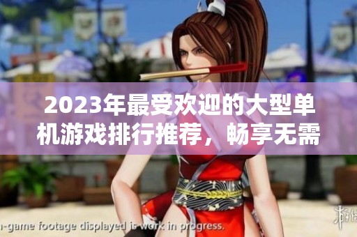 2023年最受欢迎的大型单机游戏排行推荐，畅享无需联网的游戏乐趣