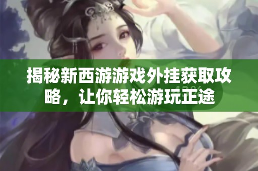 揭秘新西游游戏外挂获取攻略，让你轻松游玩正途