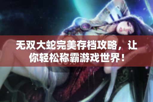 无双大蛇完美存档攻略，让你轻松称霸游戏世界！