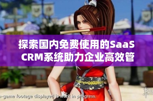 探索国内免费使用的SaaS CRM系统助力企业高效管理客户关系