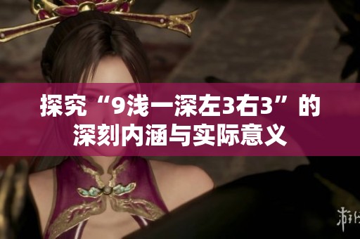 探究“9浅一深左3右3”的深刻内涵与实际意义