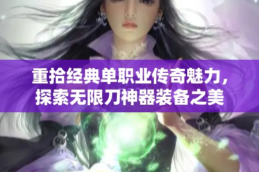 重拾经典单职业传奇魅力，探索无限刀神器装备之美