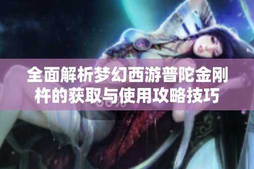 全面解析梦幻西游普陀金刚杵的获取与使用攻略技巧